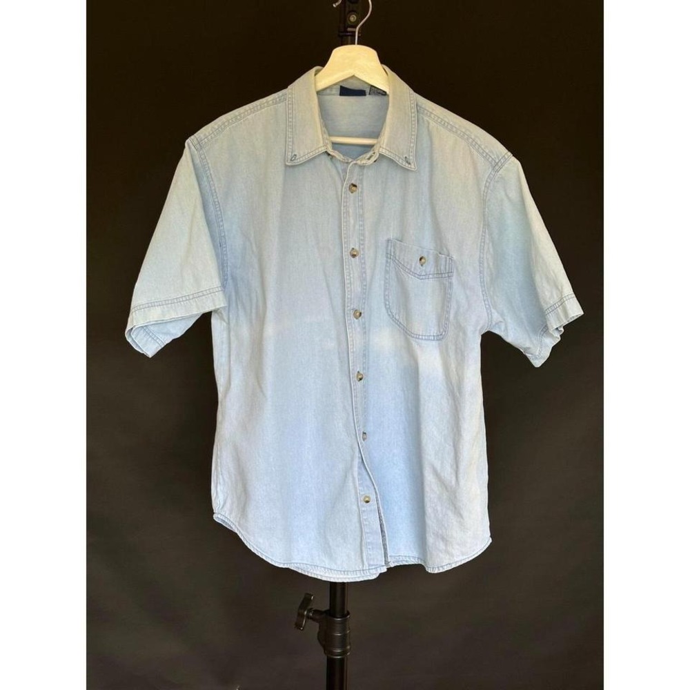 Truman Light Chambray Denim Short Sleeve Button Up Shirt Men's Size Large